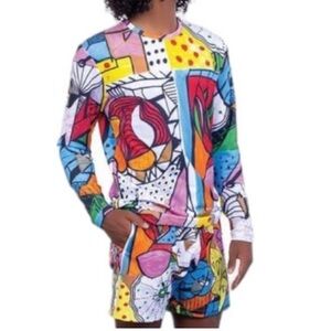 SWIMINISTA X JAMES PETER HENRY ABSTRACT SIDNEY PRINT BOARD SHORTS SWIM SZ M